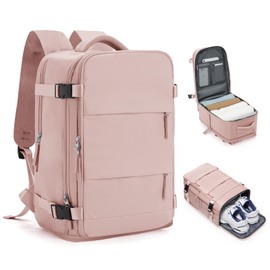 HPLQQ for Ryanair Underseat Cabin Bags 40x20x25,Carry-ons Hand Luggage Bag Travel Backpack Cabin Size for Ryanair,14 Inch Casual School Laptop Backpack with Shoes Compartment,20L,A9-Pink