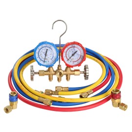 OEMTOOLS 24563 Brass r134a Manifold Gauge Set, Automotive Air Conditioning Tools, AC Manifold Gauge Set, 60" 3,000 psi Burst, 600 psi Working Pressure Hoses