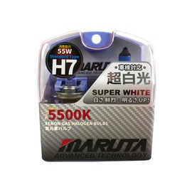 MARUTA® H7 55W 12 V 5500K, Super White Series Xenon Gas Filled Car Headlight Bulbs (E4) With Advanced Technology