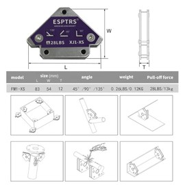 ESPTRS Arrow Welding Magnet, Purple, Metal Construction, 28 LBS Holding Capacity, Multi-Angle Positioning Tool for Welding