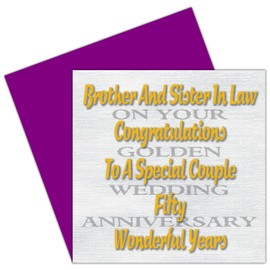 Brother & Sister In Law 50th Wedding Anniversary Card – Golden Anniversary - 50 Years - Together Always Design