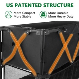 UNITON Double Decker Wagon 600lb Capacity & 400L Collapsible Sports Wagon with Big Wheels 54" Extended Utility Folding Cart for Camping Fishing & Outdoor Use