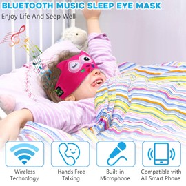 Kids Bluetooth Eye Mask for Sleeping, Luckits Kids Headband Headphones Musical Sleep Eye Mask with Speakers Wireless Bluetooth Headband Headset Blackout Eye Covers Blindfolds for Travel Nap Night