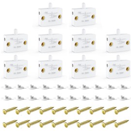 Greluma 10Pcs Cabinet Door Switch Cabinet Lamp Switch 250V 1A Wardrobe Touch Switch Cabinet Light Switch White Color