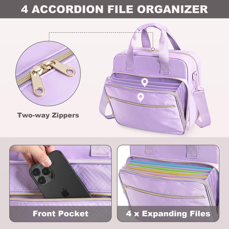 Prokva 3 Ring Zipper Binder 2 Inch, Accordion File Organizer