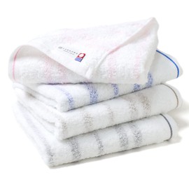 TANGONO Imabari Towel, Certified Face Towel, Set of 4 / 4 Color Set (White Base, 13.4 x 31.5 inches (34 x 80 cm), Incredibly Soft, Made in Japan, Fluffy, Texture, Absorbent, Quick Drying, 100% Cotton,