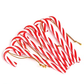 Naler 12pcs Candy Cane Christmas Decorations Christmas Tree Ornaments Plastic Candy Canes for Hanging Tree Wall Home Party Christmas Decorations, Red and White