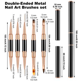 Paifeancodill Double-Ended Metal Nail Art Brushes set, 5 Pcs Nail Art Brushes, Nail Dotting Art Design Pen and Nail Painting Tools for Nail Salon Nail Beauty Gel Nail Polishing Fingernail Art DIY Home