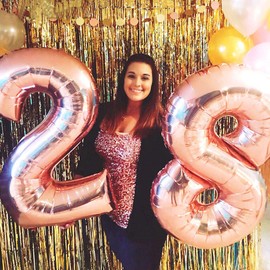 Ouceanwin Geburtstagsdeko 28 Jahre Frau, Rosegold Luftballon 28. Geburtstag Deko Set, Folienballon Zahl 28, Helium Ballon Happy Birthday Girlande für 28. Geburtstag Frauen Party Deko