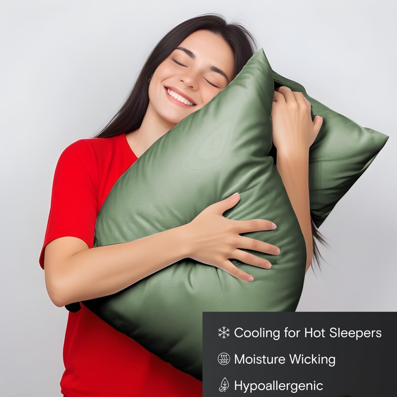 LINENWALAS 100% Organic Bamboo Pillow Cases 2 Pack, Soft Premium