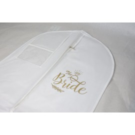 Wedcova Wedding Dress Bag | Hanging Garment Bags | Bridal Dress Full Length Travel Protector | Long Clothes Storage Cover with Zipper for Women | White with THE BRIDE Logo