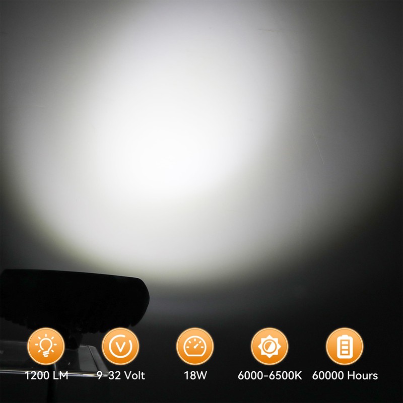 RVZONE Waterproof Led Boat Lights, 18W LED Spreader Lights 1200LM