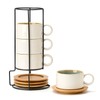 LUKA 6 Ounce Porcelain Stackable Espresso Cups with Saucers and