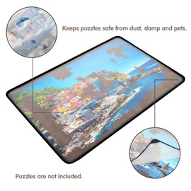 Tektalk Jigsaw Puzzle Board Portable Puzzle Mat with Dustproof Cover for Puzzle Storage Saver, Non-Slip Surface, Up to 1000 Pieces (Gray)