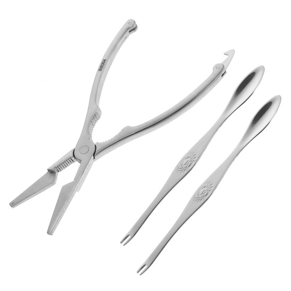 Ipetboom 3pcs Seafood Eating Tools Set Zinc Alloy Crab Clip