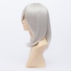 Anime Wig 45cm 原宿風 ハロウィーンパーティー シルバー白 ファッション セミロングストレート 前髪斜め アニメ