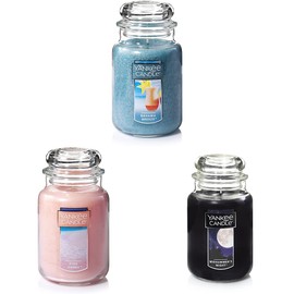 Yankee Candle Bahama Breeze Scented, Blue & Yankee Candle Pink Sands Scented & Yankee Candle MidSummer's Night Scented