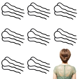 8 pack hair side combs, stylish metal hair clips for buns, elegant U-shaped hair clips for women's everyday and special occasions