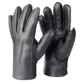 Royal Phoenix® Men's Leather Gloves - Soft Deerskin Gloves Lined with Cashmere - Leather Gloves Men - Winter Gloves Men Made of Leather, black