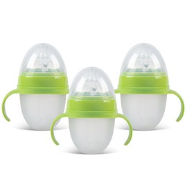 Anti Colic Silicon Baby Bottles, 0+ Months Babies, 3 Pack 150ml, Removable Bottle Holders