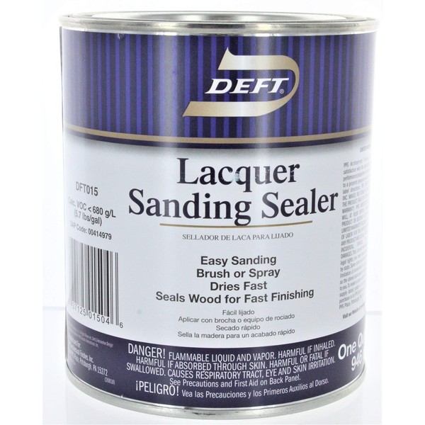 1 qt Deft DFT015 Clear Lacquer Sanding Sealer Nitrocellulose Interior Wood Sealer