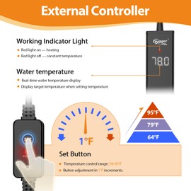 hygger Upgrade Ceramic Aquarium Heater, 300W Digital Fish Tank Heater with Automatic Power-Off and Over-Temperature Protection, Energy Saving Submersible Aquarium Heater for Freshwater and Saltwater