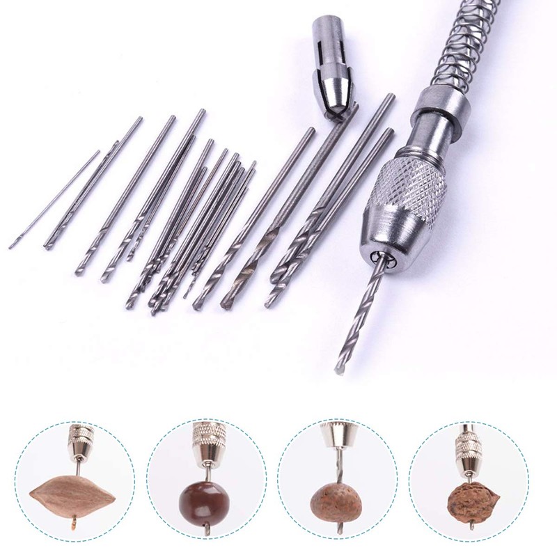 Saipor Mini Hand Drill Set Pin Vise + 20 Pieces