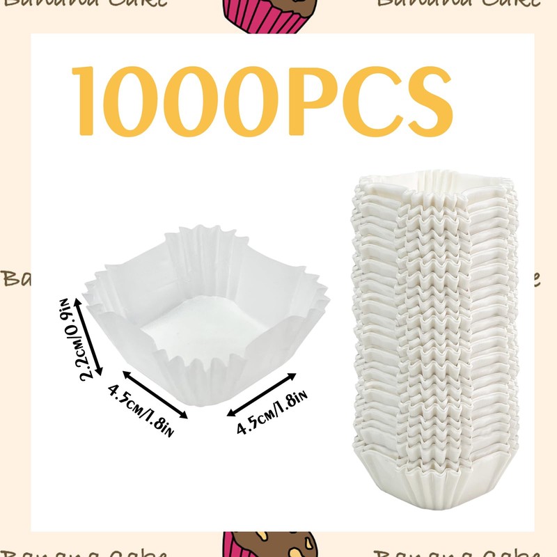 YEXEXINM 1000 Pcs Square Cupcake Liners Disposable Craft White Baking