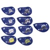 9PCS PU Leather Embroidery Waterproof Golf Putter Head Cover Iron