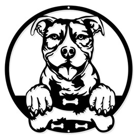 NBEADS Pit Bull Metal Wall Art Decor, Matte Style Wall Hanging Decor Silhouette Wall Art for Home Garden Hotel Office Wall Festival Decoration Gift, 11.8×11.8 Inch