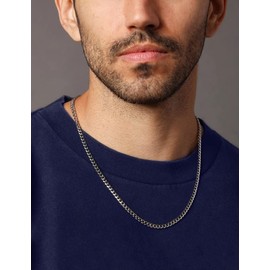 ASDULL 925 Sterling Silver 4mm Silver Cuban Link Chain Necklace for Men Silver Link Chain for Women 26 Inches