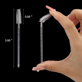 Tbestmax Varitas de Rímel Desechables de 500 Piezas, Cepillo de Spoolies de Cristal para Extensiones de Pestañas, Cepillos de Cejas para Pestañas Spooly, Aplicador de Varita de Pestañas, Kits de Maqui