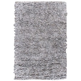 Safavieh Leather Shag Collection LSG511C Hand-Knotted Modern Leather Area Rug, 6' x 9', White