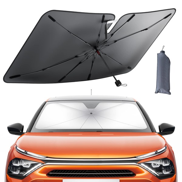 Lamicall Car Windshield Sunshade Umbrella - Foldable Car Windshield Sun Shade Cover, 5 Layers UV Block Coating, 52"x31" Front Window Heat Insulation Protection, for Auto Sedan, SUV Windshield