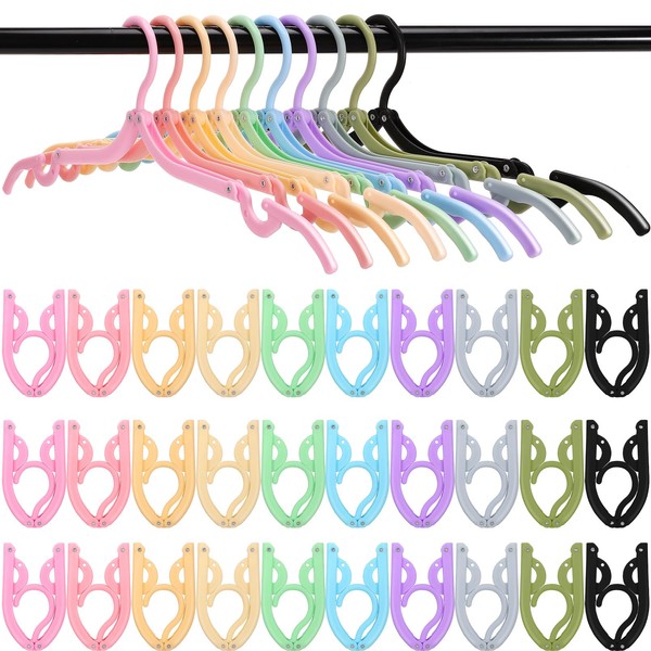 Loppdece Pack of 20 Foldable Clothes Hangers, 10 Colours, Foldable