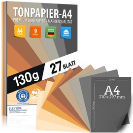 Coloured Paper 27 Sheets Printer Paper A4 130 g Natural, Yellow, Sun, Sand, Brown, Ochre – Premium – Blank for Postcards, Letters, Blue Angel & PEFC Certified – Made in Germany