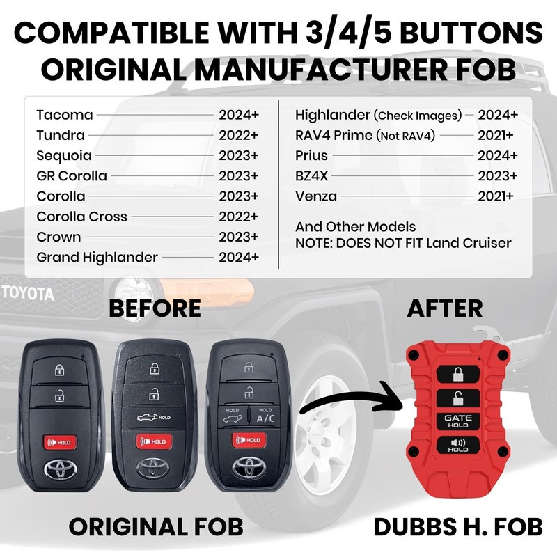 for Toyota Key Fob Case - Heavy-Duty Protective Shell -