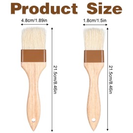 Lnngub 2 Piece Pastry Brush Set, Natural Bristles Pastry Brush with Wooden Handle, 2 Sizes, Cooking Brush, Grill Brush, Reusable Kitchen Brush for Oil, Butter, Sauces, Egg Sauces, Marinades