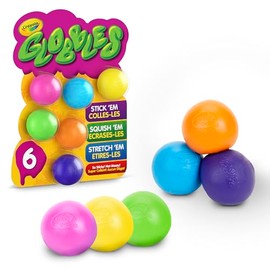 Crayola Globbles Juguete Fidget (6 unidades), Rellenos para Calcetines para Niños, Regalos de Intercambio Navideño, Pelota Antiestrés Pegajosa para Ad