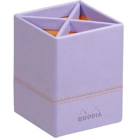 Rhodia 318819C Pen Holder (8 x 8 x 11 cm, Faux Leather, Elegant and Practical, Ideal for Your Office), Pack of 1, Iris