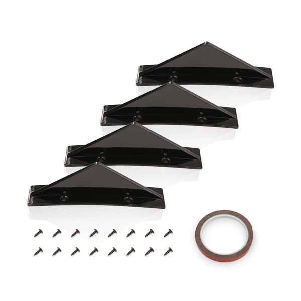 CROSSDESIGN Rear Bumper Diffuser Lip Splitter Shark Fins Glossy Black