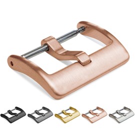 BARTON WATCH BANDS, Elite Watch Band Replacement Buckle - Choose Color & Width - Brushed Finish - 16mm Rose Gold