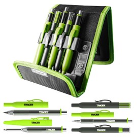 Tracer Pro Series - 5 Piece Construction Marker Kit with Storage Case - Deep Hole Carpenter's Pencil, Precision Pencil, Tough Pencil and Replacement Leads Dispensers