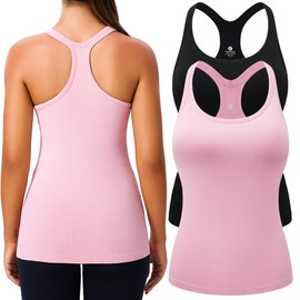 Evercute 1/2/3 Pack Workout Tank Tops for Women with Built in Bra Racerback Yoga Sleeveless Top Camisole Athletic Gym Tops