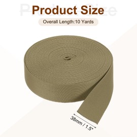 sourcing map 10 Yards Nylon Webbing Strap, 1 3/8-inch(38mm) Flat Webbing Straps Nylon Heavy Duty Webbing Strap for Luggage Strap Backpack Repairing DIY Crafting, Light Brown