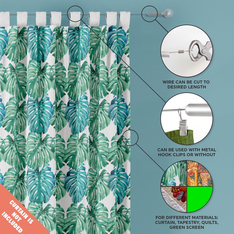 Wire Curtain Hanging System - 16ft Stainless Steel Room Divider