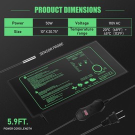 ROCEEI 2 Pack Seedling Heat Mat, 10 x 20.75 Inch Waterproof Seedling Heating Pad with Digital Thermostat Controller for Germination, Hydroponics, Brewing, Breeding, Indoor Gardening and Greenhouse
