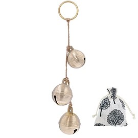 Brass Rustic Hanging Bells for Door Knob Decoration, Home Garden Decor Shopkeepers Bell on Rope (Rustic Brass Bells A)
