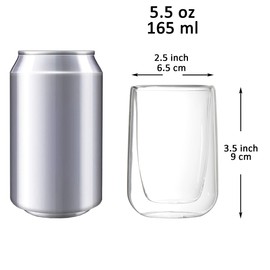 Youngever 2 Pack 5.5 Ounce Espresso Cups, Double Wall Thermo Insulated Espresso Cups, Glass Coffee Cups (Round)