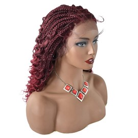 Braided Wigs For Black Women Soft HD 4 3/4"x12 1/2" Lace Front Braided Wig Knotless Short Bob Dreadlock Braids Wigs For Black Women With Baby Hair Handmade Braid Wigs 14 inches Synthetic Hair Braiding Wig (#T1B/BUG)